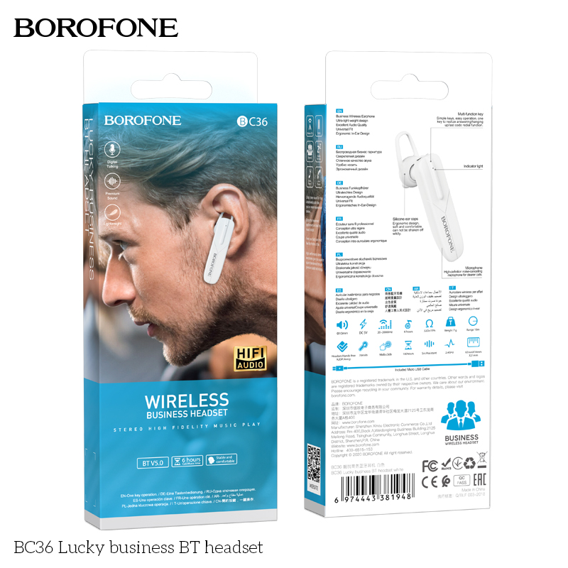 BOROFONE BC36 Lucky business Bluetooth headset NZ 9